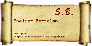 Sneider Bertalan névjegykártya